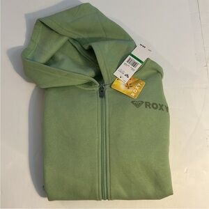 Roxy Girls Large (12/14) Hoodie Fleece Full Zip Front in Quiet Green NWT